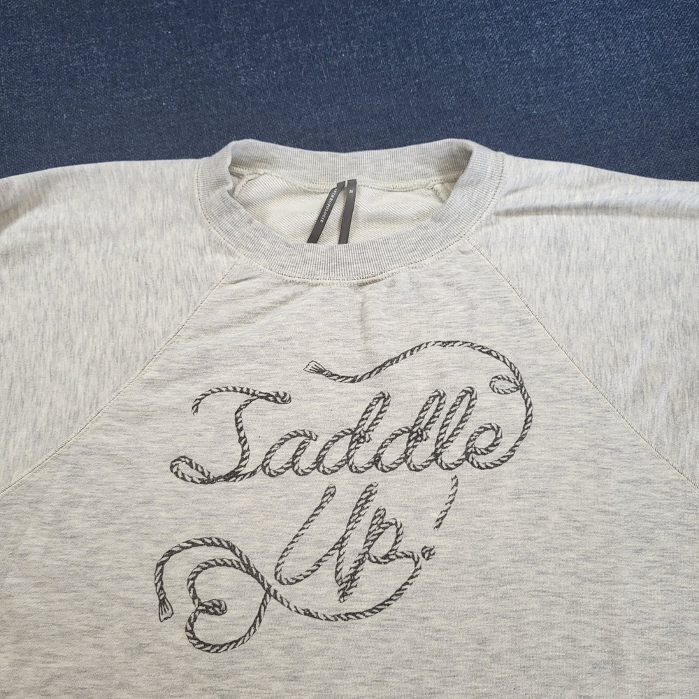Anthropologie Light Grey Sweatshirt Saddle Up Rope Graphic Crewneck XL - Picture 6 of 10